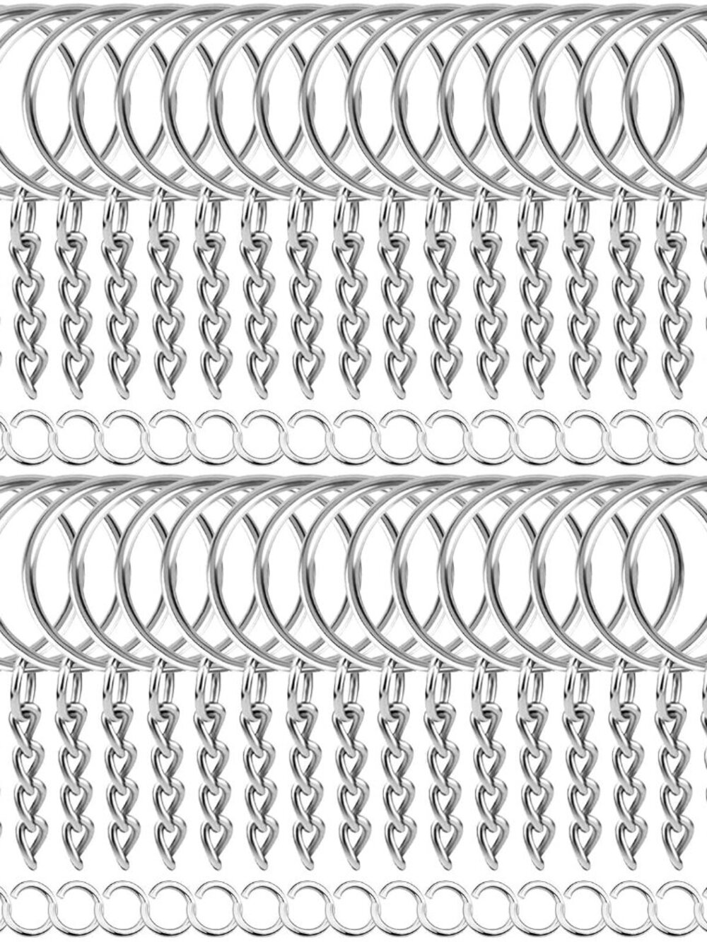 50Pcs Keychains with Chain and 50 Pcs Jump Rings, Keychain Rings Kit Findings Bu
